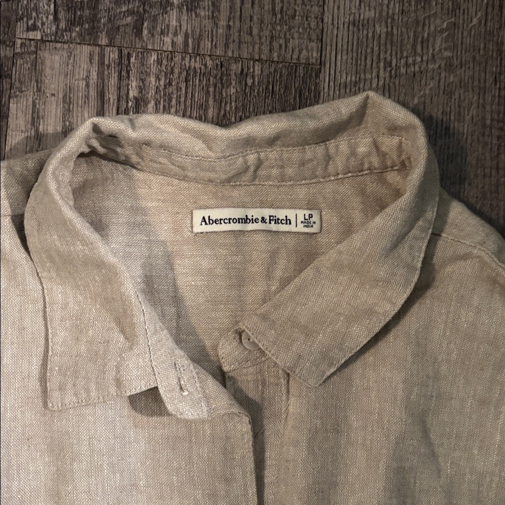 Abercrombie & Fitch Linen Dress - Tan - Size Large Petite - Picture 2 of 4